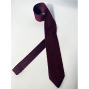 酒紅絲質針織領帶-手工製
